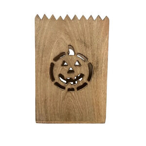 Wooden Halloween Pumpkin LED Lantern